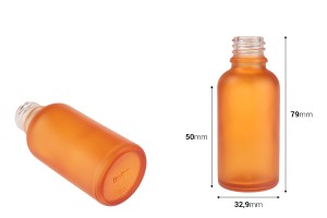 Flacon en verre pour huiles essentielles 30 ml avec col PP18 en différentes couleurs givrées-εικόνα_διαστάσεις
