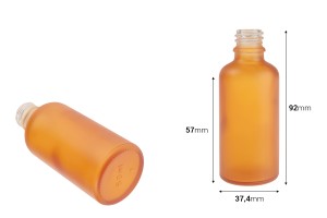 Glasflasche für ätherische Öle 50 ml mit PP18-Hals in verschiedenen Mattfarben-bildabmessungen
