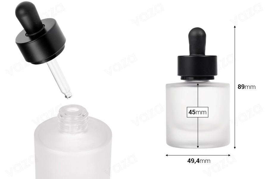 Γυάλινο μπουκαλάκι 30 ml με μαύρο ματ σταγονόμετρο και αποστραγγιστήρα για προϊόντα περιποίησης Γυάλινο μπουκαλάκι 30 ml με μαύρο ματ σταγονόμετρο και αποστραγγιστήρα για προϊόντα περιποίησης-εικόνα_διαστάσεις