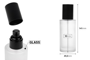 Flacon en verre sablé de 100 ml avec pompe crème noire et bouchon noir mat-εικόνα_διαστάσεις