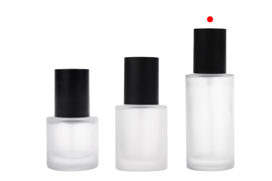 100 ml sandblasted glass bottle with black cream pump and black matte cap-image_group