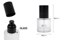 30 ml sandblasted glass bottle with black cream pump and black matte cap-image_dimensions