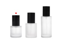 30 ml sandblasted glass bottle with black cream pump and black matte cap-image_group