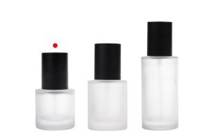 Flacone in vetro sabbiato da 30 ml con pompa per crema nera e tappo nero opaco-εικόνα_σύνθεση