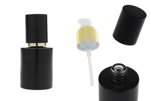 Flacone in vetro nero opaco da 50 ml con pompa per crema dorata e tappo nero opaco-εικόνα_προϊοντική