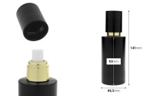 Matte black glass bottle 100 ml with gold spray and matte black cap Matte black glass bottle 100 ml with gold spray and matte black cap-image_dimensions