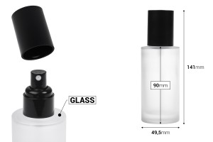 Flacon de sablage en verre de 100 ml avec spray noir et bouchon noir mat-εικόνα_διαστάσεις