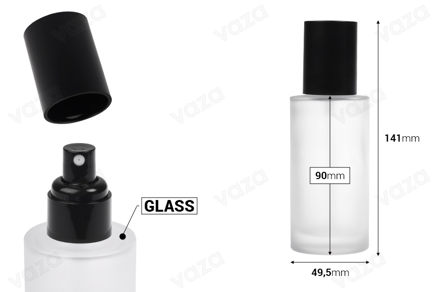 100 ml glass sandblasting bottle with black spray and black matte cap 100 ml glass sandblasting bottle with black spray and black matte cap-image_dimensions