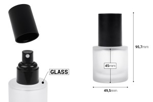 30-ml-Flasche aus sandgestrahltem Glas mit schwarzem Sprühkopf und mattschwarzem Verschluss-εικόνα_διαστάσεις