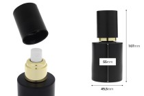 Γυάλινο μαύρο ματ μπουκαλάκι 50 ml με χρυσό σπρέι και μαύρο ματ καπάκι-εικόνα_διαστάσεις