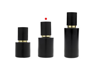 Matte schwarze Glasflasche, 50 ml, mit goldenem Sprühkopf und mattschwarzem Verschluss-bildgruppe