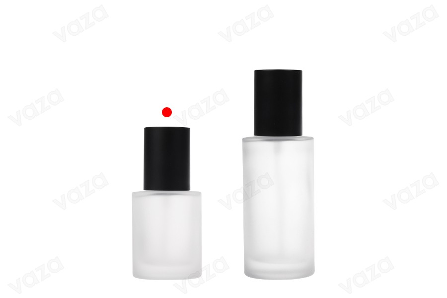 Γυάλινο μπουκαλάκι αμμοβολής 50 ml με μαύρο σπρέι και μαύρο ματ καπάκι-εικόνα_σύνθεση