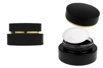 Pot en verre noir mat de 30 ml avec couvercle noir mat (avec joint intérieur) et joint en plastique-photo_produit