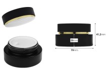 Pot en verre noir mat de 30 ml avec couvercle noir mat (avec joint intérieur) et joint en plastique-photo_dimensions