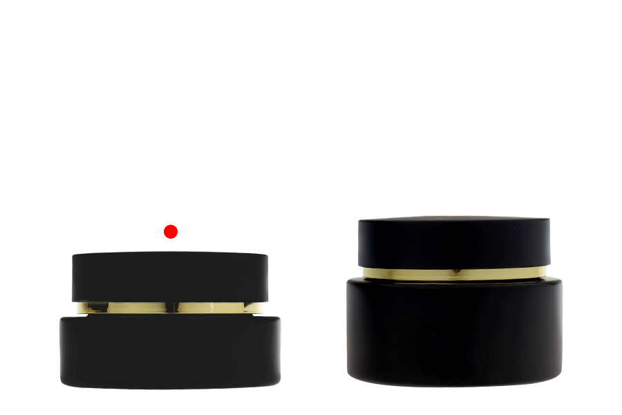 Pot en verre noir mat de 30 ml avec couvercle noir mat (avec joint intérieur) et joint en plastique-photo_groupe