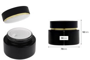 50 ml mattschwarzes Glasgefäß mit mattschwarzem Deckel (mit Innendichtung) und Kunststoffdichtung-εικόνα_διαστάσεις