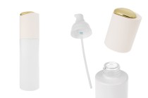 Μπουκάλι πολυτελείας 100 ml σε λευκό ματ χρώμα με αντλία κρέμας και χρυσή λεπτομέρεια στο καπάκι Μπουκάλι πολυτελείας 100 ml σε λευκό ματ χρώμα με αντλία κρέμας και χρυσή λεπτομέρεια στο καπάκι-εικόνα_προϊοντική