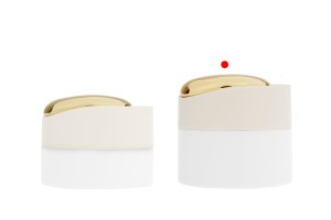 Luxuriöses 50-ml-Glas in mattem Weiß mit goldenen Details am Deckel (mit Innendichtung) und Kunststoffdichtung-εικόνα_σύνθεση