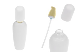 Luxuriöser 100-ml-Flakon in mattem Weiß mit goldfarbener Cremepumpe und mattem, weißem Verschluss-εικόνα_προϊοντική