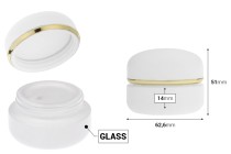 Βαζάκι 30 ml σε λευκό ματ χρώμα με καπάκι με χρυσή ρίγα (με εσωτερικό παρέμβυσμα) και πλαστικό παρέμβυσμα-εικόνα_διαστάσεις