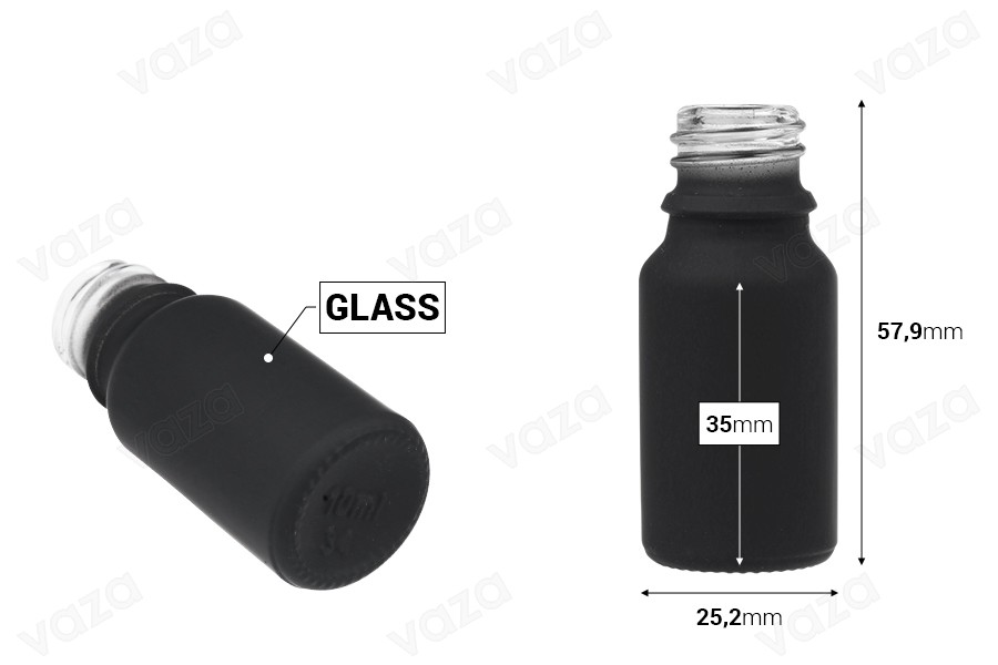 Γυάλινο μπουκαλάκι 10 ml για αιθέρια έλαια με στόμιο PP18 σε διάφορα rubber χρώματα Γυάλινο μπουκαλάκι 10 ml για αιθέρια έλαια με στόμιο PP18 σε διάφορα rubber χρώματα-εικόνα_διαστάσεις