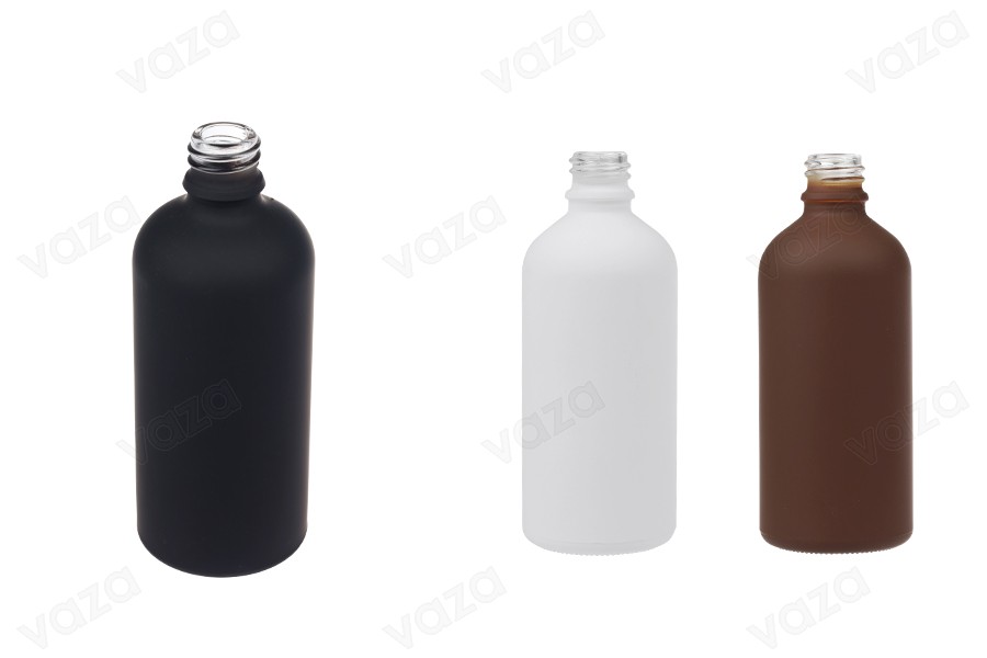 Flacon en verre de 100 ml pour huiles essentielles avec bec verseur en PP18 de différentes couleurs de caoutchouc Flacon en verre de 100 ml pour huiles essentielles avec bec verseur en PP18 de différentes couleurs de caoutchouc-photo_produit