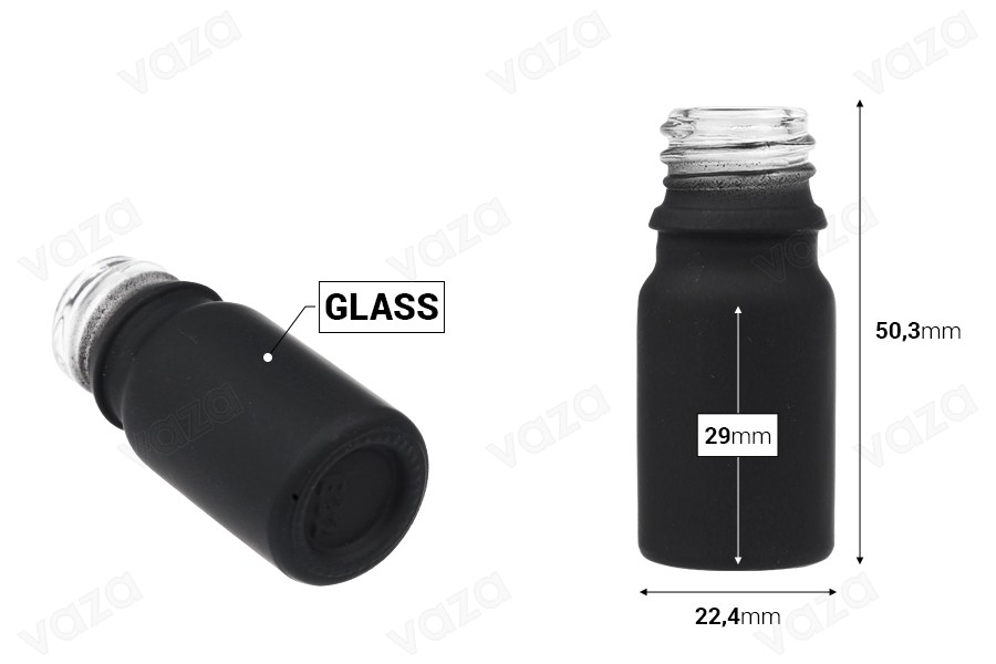 Flacon en verre de 5 ml pour huiles essentielles avec bec verseur en PP18 de différentes couleurs de caoutchouc-photo_dimensions