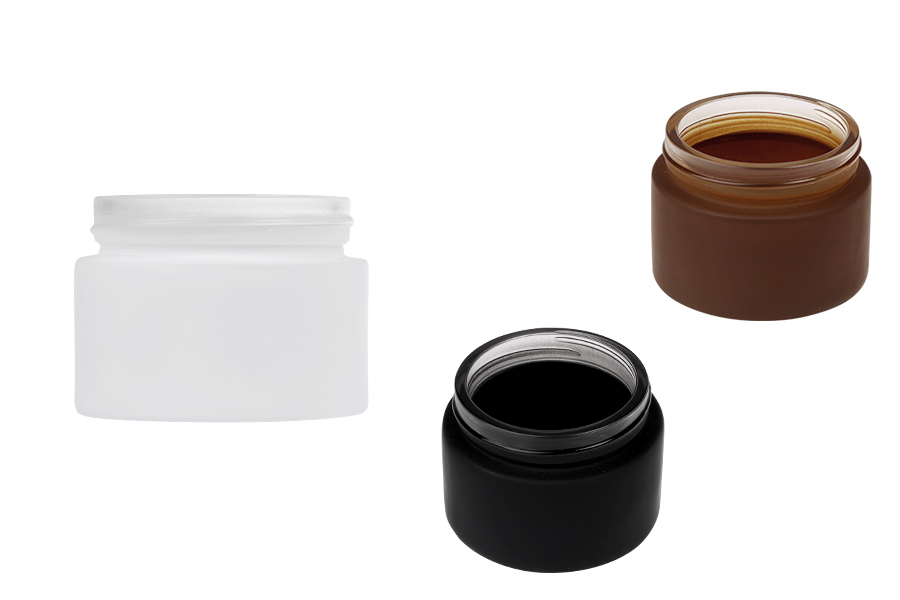 Pot en verre pour crème 50 ml - sans couvercle, disponible en plusieurs couleurs de caoutchouc-photo_produit