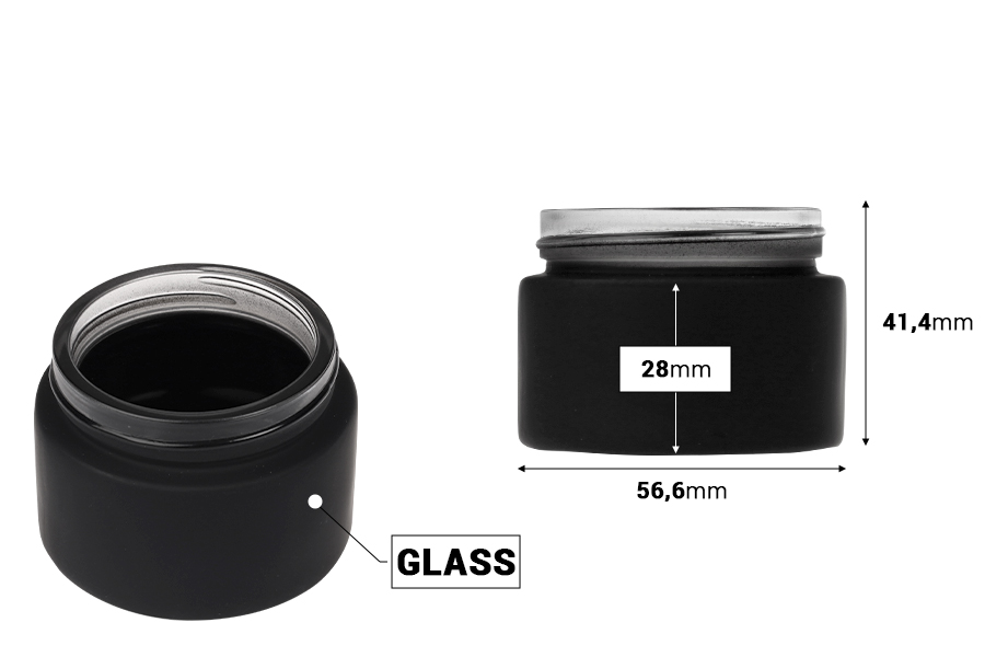 Pot en verre pour crème 50 ml - sans couvercle, disponible en plusieurs couleurs de caoutchouc-photo_dimensions