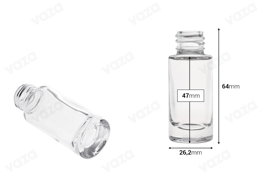Transparente Glasflasche, 10 ml, zylindrisch-bildabmessungen