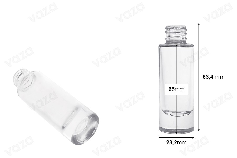 Transparente Glasflasche, 15 ml, zylindrisch-bildabmessungen