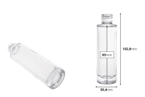 Flacone cilindrico in vetro trasparente da 30 ml-εικόνα_διαστάσεις