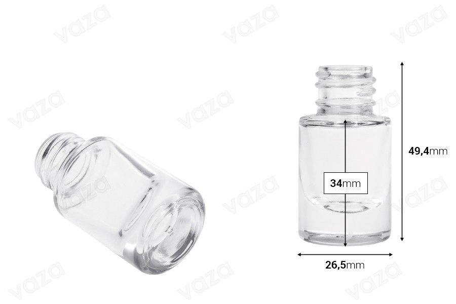 Transparente Glasflasche, 5 ml, zylindrisch-bildabmessungen