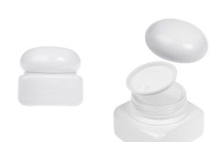 Weißes Glasgefäß, 50 ml, mit Deckel (mit Innendichtung) und Kunststoffdichtung-produktbild