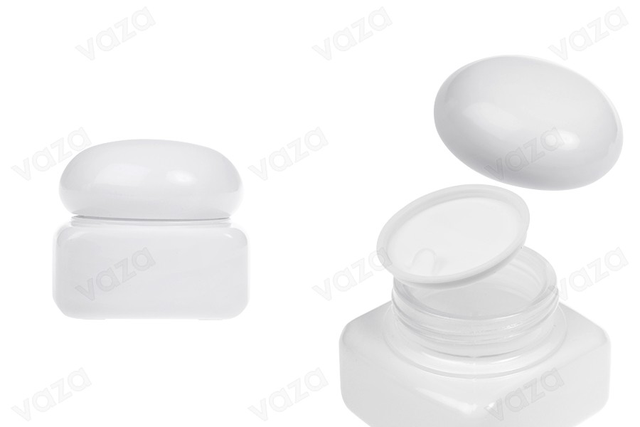 Λευκό γυάλινο βαζάκι 50 ml με καπάκι (με εσωτερικό παρέμβυσμα) και πλαστικό παρέμβυσμα Λευκό γυάλινο βαζάκι 50 ml με καπάκι (με εσωτερικό παρέμβυσμα) και πλαστικό παρέμβυσμα-εικόνα_προϊοντική
