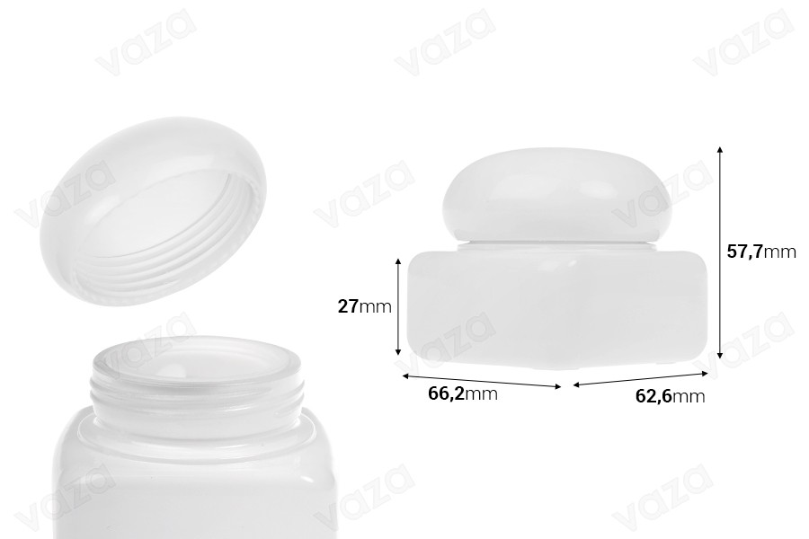 Λευκό γυάλινο βαζάκι 50 ml με καπάκι (με εσωτερικό παρέμβυσμα) και πλαστικό παρέμβυσμα Λευκό γυάλινο βαζάκι 50 ml με καπάκι (με εσωτερικό παρέμβυσμα) και πλαστικό παρέμβυσμα-εικόνα_διαστάσεις