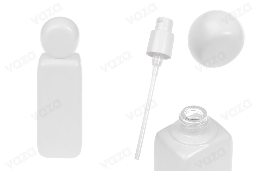 Λευκό γυάλινο μπουκάλι 100 ml με αντλία κρέμας και καπάκι Λευκό γυάλινο μπουκάλι 100 ml με αντλία κρέμας και καπάκι-εικόνα_προϊοντική