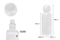 Flacon en verre blanc de 100 ml avec pompe à crème et bouchon Flacon en verre blanc de 100 ml avec pompe à crème et bouchon-photo_dimensions