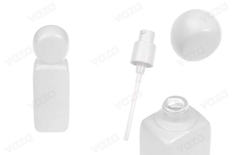 Flacon en verre blanc de 40 ml avec pompe à crème et bouchon-photo_produit