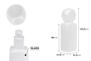 Flacone in vetro bianco da 40 ml con pompa per crema e tappo-εικόνα_διαστάσεις