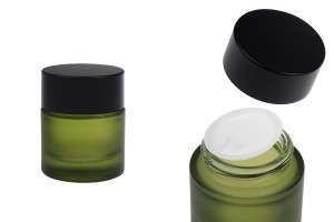 Pot de 30 ml vert mat avec couvercle noir (avec joint intérieur) et opercule en plastique-εικόνα_προϊοντική
