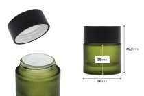 Pot de 30 ml vert mat avec couvercle noir (avec joint intérieur) et opercule en plastique Pot de 30 ml vert mat avec couvercle noir (avec joint intérieur) et opercule en plastique-photo_dimensions