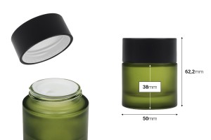 Pot de 30 ml vert mat avec couvercle noir (avec joint intérieur) et opercule en plastique-εικόνα_διαστάσεις