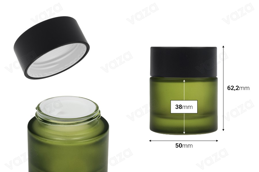 Βαζάκι 30 ml σε πράσινο ματ χρώμα με μαύρο καπάκι (με εσωτερικό liner) και πλαστικό παρέμβυσμα Βαζάκι 30 ml σε πράσινο ματ χρώμα με μαύρο καπάκι (με εσωτερικό liner) και πλαστικό παρέμβυσμα-εικόνα_διαστάσεις