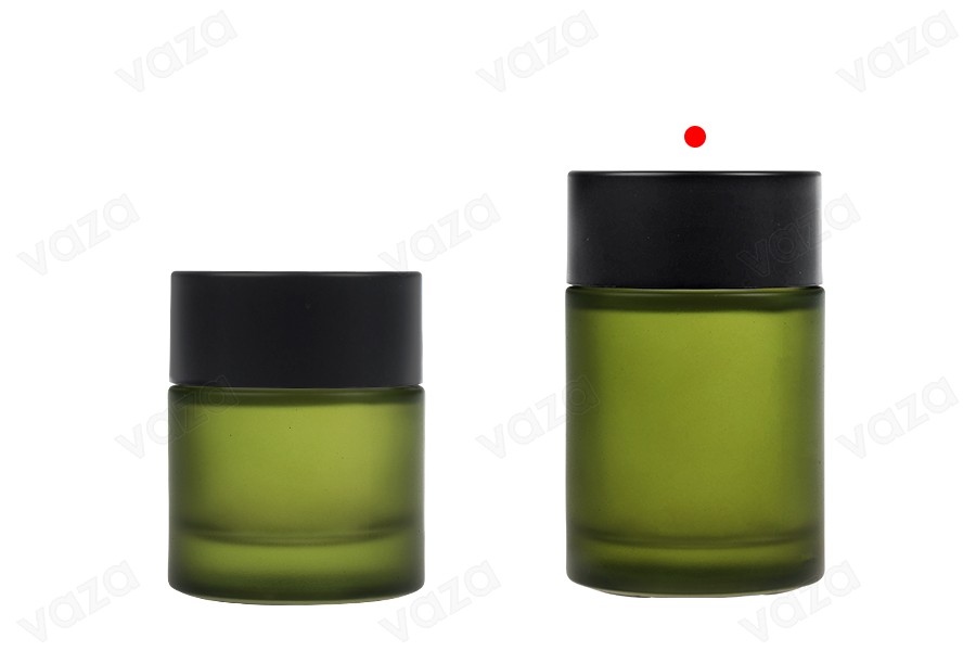 Βαζάκι 30 ml σε πράσινο ματ χρώμα με μαύρο καπάκι (με εσωτερικό liner) και πλαστικό παρέμβυσμα Βαζάκι 30 ml σε πράσινο ματ χρώμα με μαύρο καπάκι (με εσωτερικό liner) και πλαστικό παρέμβυσμα-εικόνα_σύνθεση