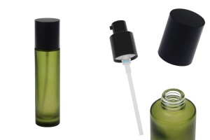 Flacone in vetro opaco verde da 100 ml con pompa per crema e tappo nero opaco-εικόνα_προϊοντική