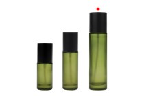 Flacone in vetro opaco verde da 100 ml con pompa per crema e tappo nero opaco Flacone in vetro opaco verde da 100 ml con pompa per crema e tappo nero opaco-gruppo_immagini