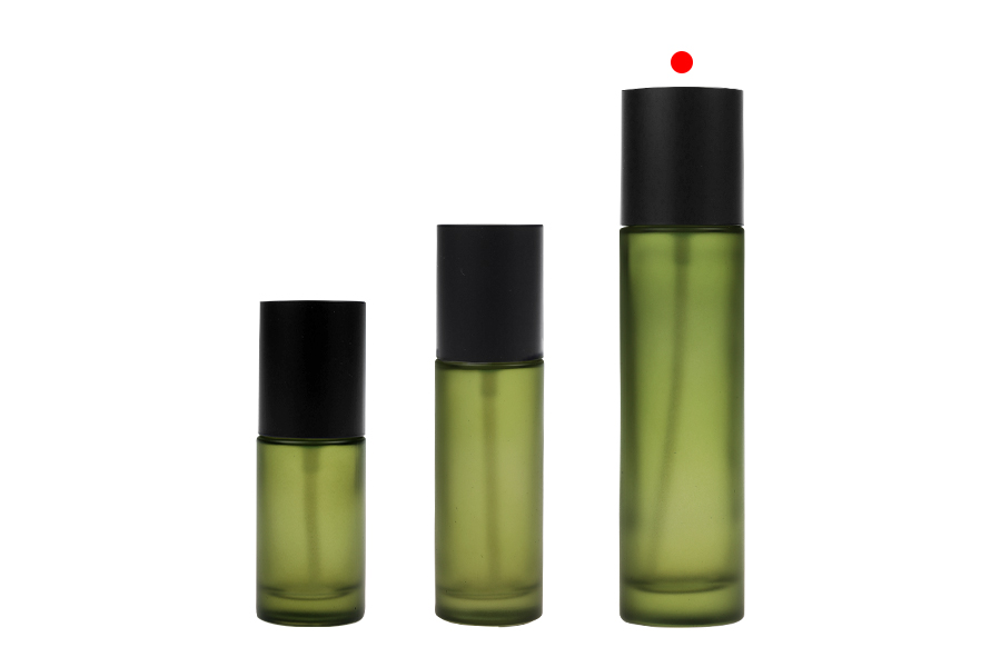 Flacone in vetro opaco verde da 100 ml con pompa per crema e tappo nero opaco Flacone in vetro opaco verde da 100 ml con pompa per crema e tappo nero opaco-gruppo_immagini