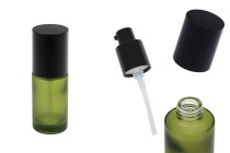 Flacon de 30 ml en verre vert mat avec pompe à crème et bouchon noir mat-photo_produit