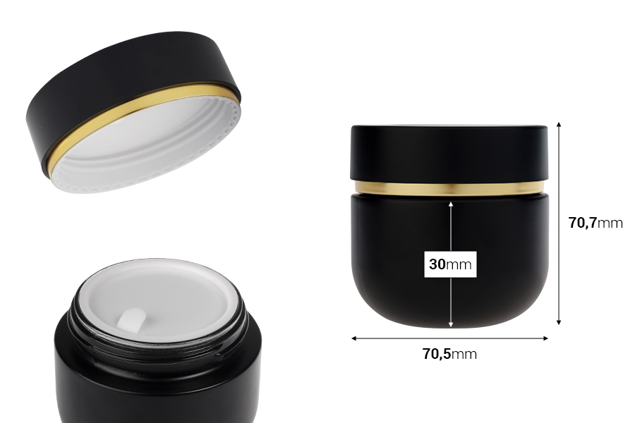 Barattolo di vetro da 100 ml con coperchio (con guarnizione interna) e guarnizione di plastica Barattolo di vetro da 100 ml con coperchio (con guarnizione interna) e guarnizione di plastica-dimensioni_immagine